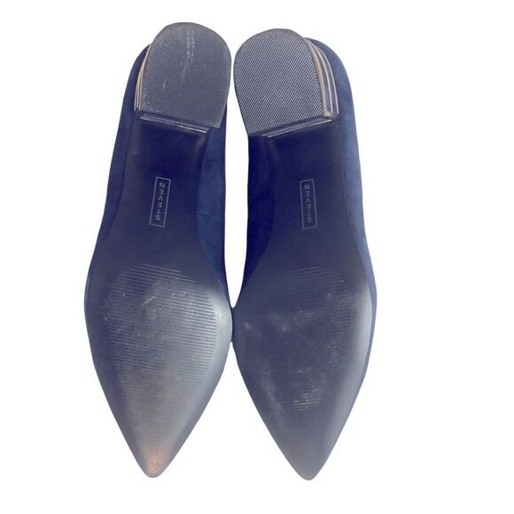Gorgeous Blue Suede Shoes with Block Heel Caged in Gold from Steven Size by 8M - Picture 9 of 10